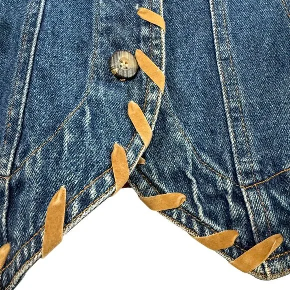 Vintage Newport News Denim Jacket Western Y2K Women's Size 8 Rodeo Festival Trim - Picture 8 of 12